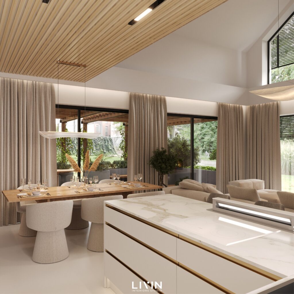 Salon z kuchnią Wieliczka — realizacja LIVIN Interiors Studio